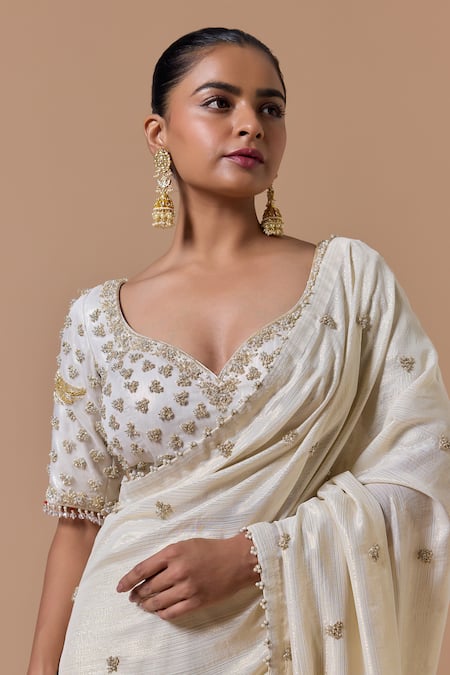 Buy Nitika Gujral Cream Georgette, Lurex, Satin, Shantoon, Organza, Chiffon Saree With Blouse Online at Aza Fashions Buy_Nitika Gujral_Cream Georgette, Lurex, Satin, Shantoon, Organza, Chiffon Saree With Blouse _Online_at_Aza_Fashions