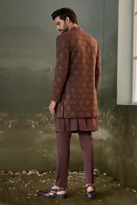 Nitika Gujral Resham Embroidered Sherwani Jacket Kurta Set 