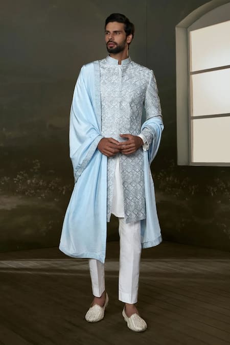 Nitika Gujral Resham & Beadwork Embroidered Sherwani Set 