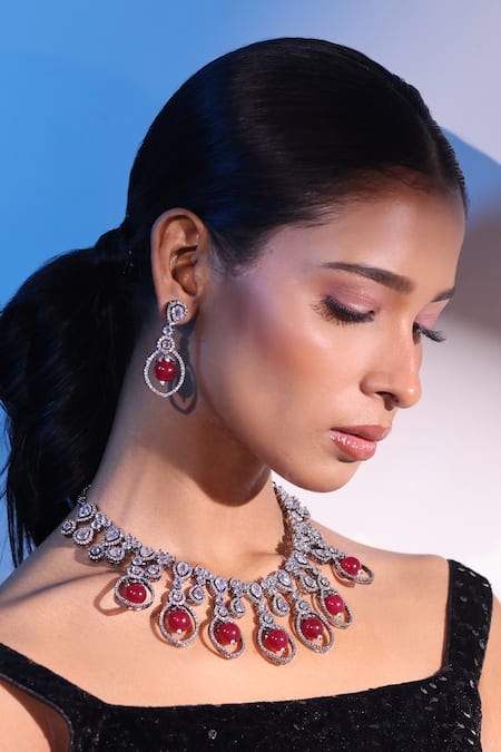 Zaza By Somya Lustrous Lane Embellished Drop Earrings 