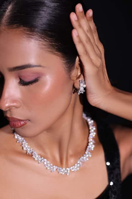 Zaza By Somya Midnight Glint Embellished Earrings 