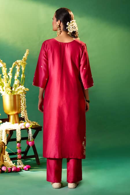 Samyukta Singhania Chanderi Silk Hand Embroidered Kurta Set