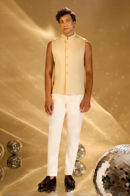 Buy Arihant Rai Sinha Beige Silk Embroidery Floret Bandhgala Set Online at Aza Fashions Buy_Arihant Rai Sinha_Beige Silk Embroidery Floret Bandhgala Set _Online_at_Aza_Fashions