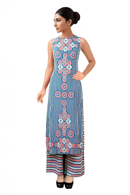 Soup By Sougat Paul Blue geometric print kurta set 