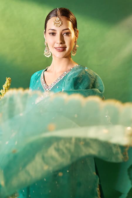 Buy Samyukta Singhania Green , , Shantoon, Sequins, Short Anarkali Salwar Set Buy_Samyukta Singhania_Green , , Shantoon, Sequins, Short Anarkali Salwar Set