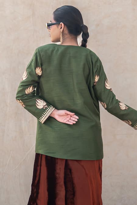 Shop Wazir C Rust Velvet, Silk Embroidery, Metallic Kashmiri Tilla Maxi Dress With Jacket Shop_Wazir C_Rust Velvet, Silk Embroidery, Metallic Kashmiri Tilla Maxi Dress With Jacket