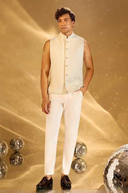 Buy Arihant Rai Sinha Green Silk Embroidery Pastel Bandhgala Set Online at Aza Fashions Buy_Arihant Rai Sinha_Green Silk Embroidery Pastel Bandhgala Set _Online_at_Aza_Fashions