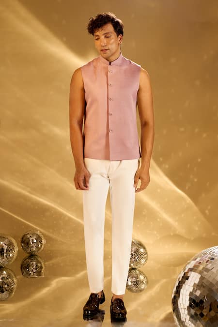 Buy Arihant Rai Sinha Pink Silk Embroidery Floral Bandhgala Set Online at Aza Fashions Buy_Arihant Rai Sinha_Pink Silk Embroidery Floral Bandhgala Set _Online_at_Aza_Fashions