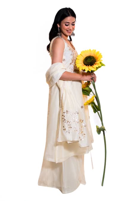 Amaltas Couture Chanderi Embroidered Kurta Sharara Set