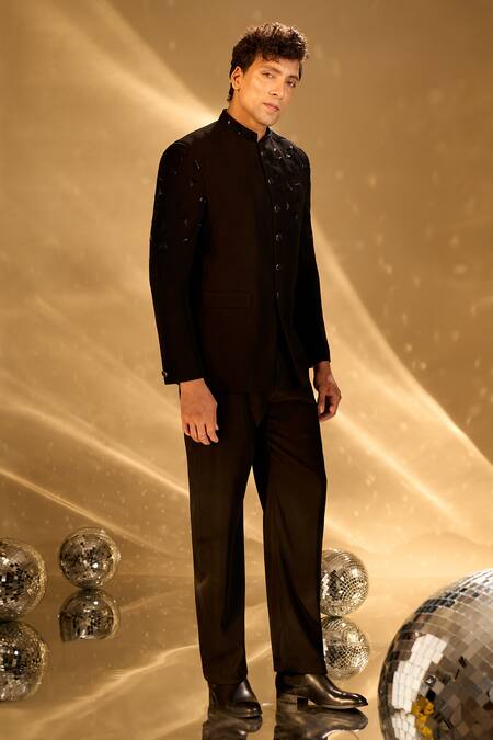 Buy Arihant Rai Sinha Black Stones Cutdana Embroidered Bandhgala Buy_Arihant Rai Sinha_Black Stones Cutdana Embroidered Bandhgala