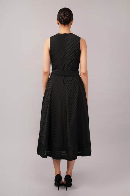 Abraham And Thakore Pleated Striped Dress 