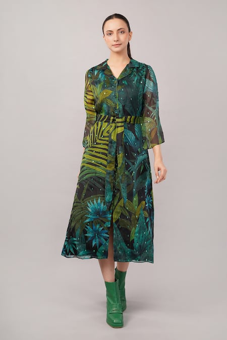 Abraham And Thakore Jungle Organza Dress