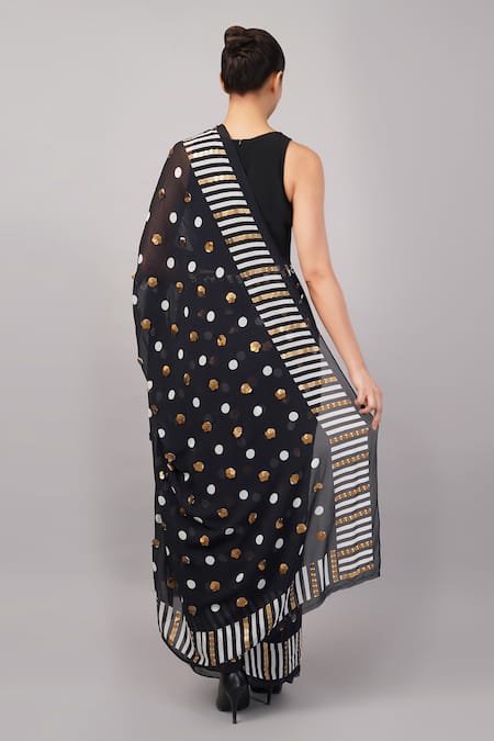 Abraham And Thakore Sequin Work & Polka Dot Saree 