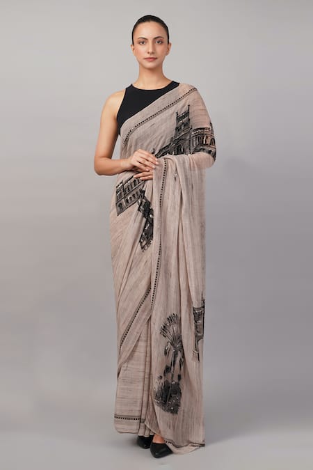 Abraham And Thakore Architecture Print Saree 