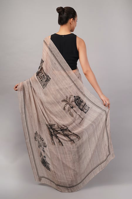 Abraham And Thakore Architecture Print Saree 