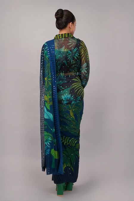 Abraham And Thakore Jungle Organza Saree 