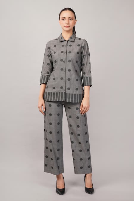 Abraham And Thakore Dot Cutwork Shirt 