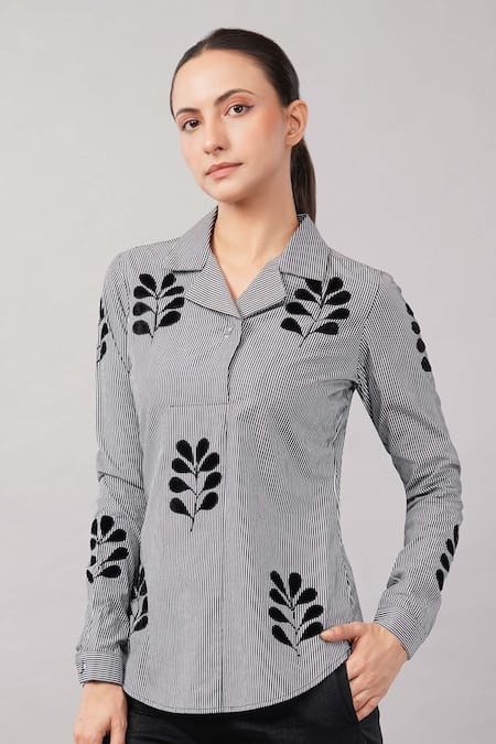 Abraham And Thakore Velvet Buta Shirt