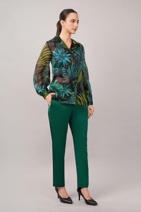 Abraham And Thakore Jungle Organza Shirt 