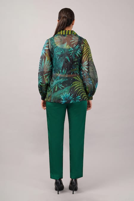 Abraham And Thakore Jungle Organza Shirt 