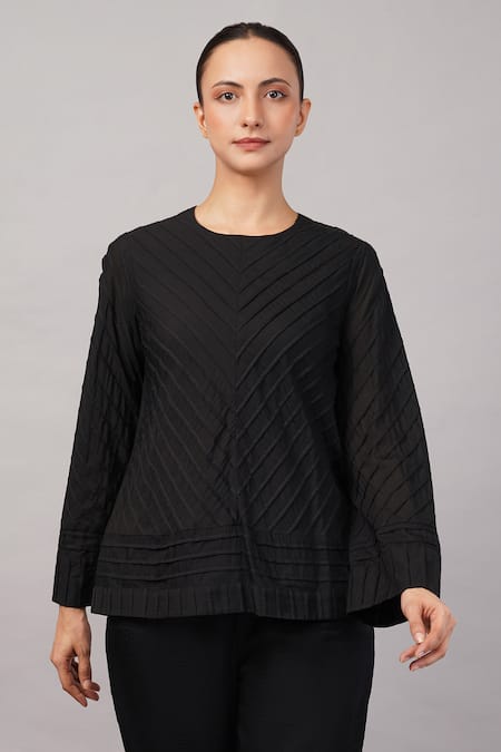 Abraham And Thakore Pleated Stripes Top