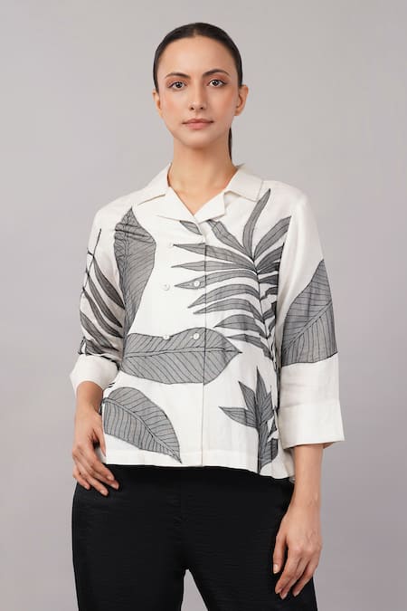 Abraham And Thakore Leaf Applique Top 