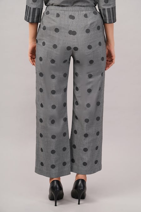 Abraham And Thakore Dot Cutwork Trouser 