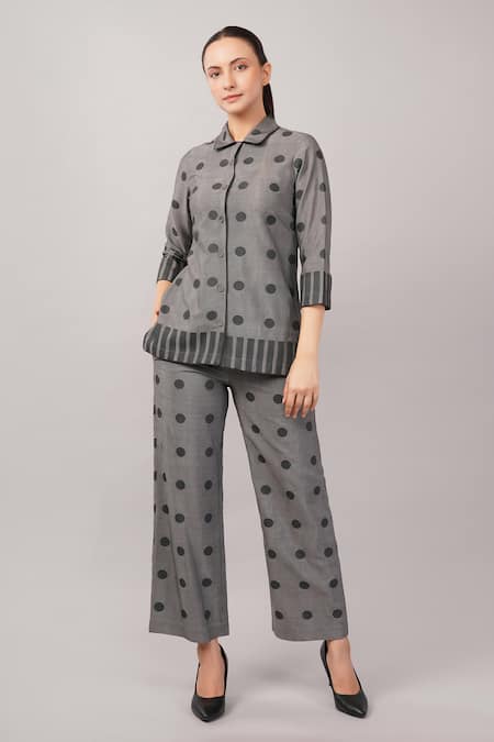 Abraham And Thakore Dot Cutwork Trouser 