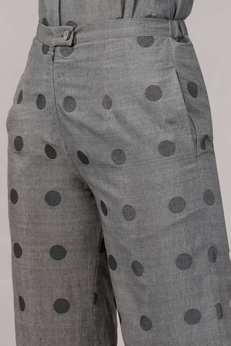 Buy Abraham And Thakore Gray Silk, Cotton Dot Cutwork Trouser Online at Aza Fashions Buy_Abraham And Thakore_Gray Silk, Cotton Dot Cutwork Trouser _Online_at_Aza_Fashions