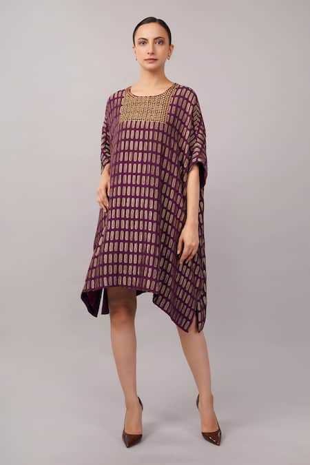 Abraham And Thakore Lozenge Brocade Dress