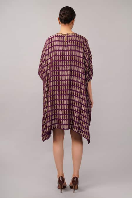 Abraham And Thakore Lozenge Brocade Dress