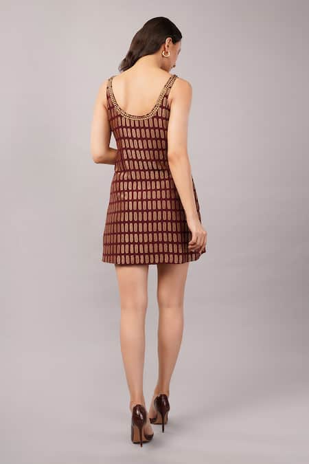 Abraham And Thakore Lozenge Brocade Dress 