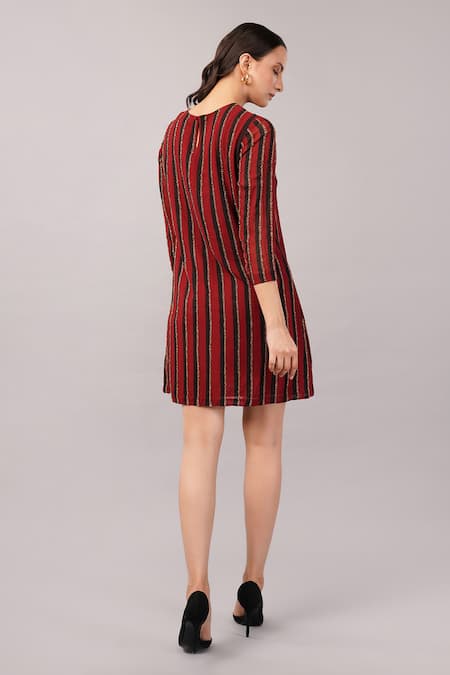 Abraham And Thakore Sequin Striped Dress