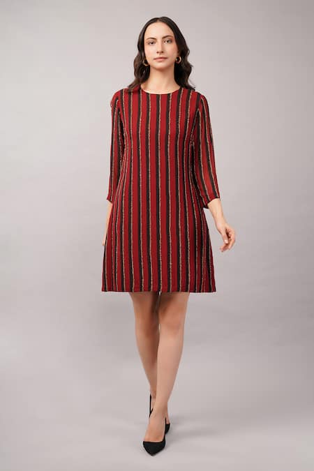 Abraham And Thakore Sequin Striped Dress