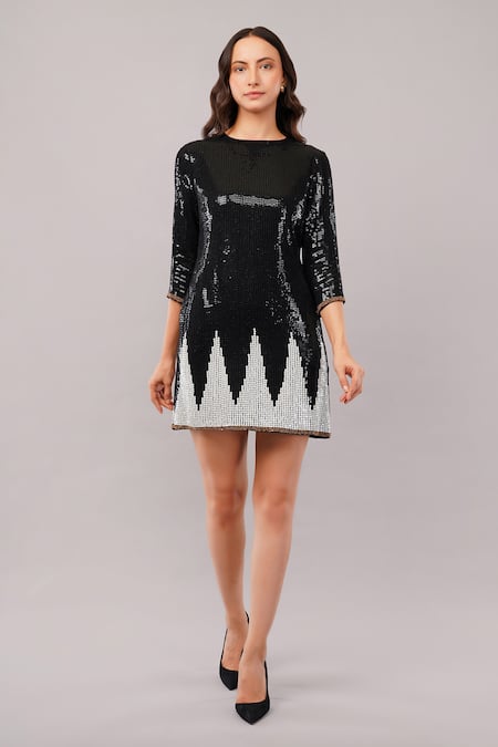 Abraham And Thakore Sequinned Trangle Dress
