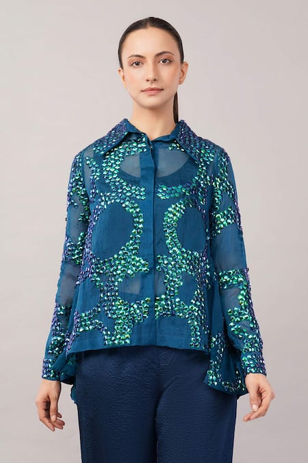 Abraham And Thakore French Cut Rings Shirt