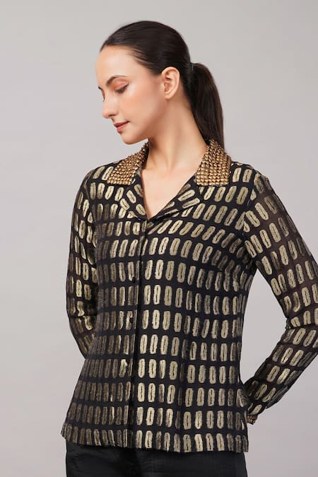 Abraham And Thakore Lozenge Brocade Shirt