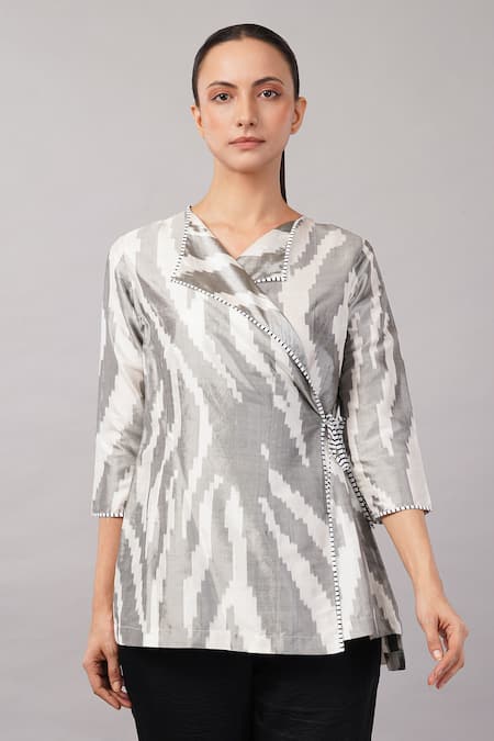 Abraham And Thakore Zebra Ikat Top