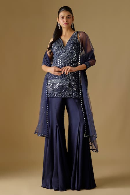 Asaga Marina Abstract Embroidered Kurta Sharara Set 