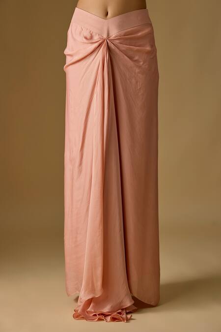 Asaga Rose Gold Tulle, Satin Coraqua Abstract Embroidered Jacket And Draped Skirt Set Online at Aza Fashions Asaga_Rose Gold Tulle, Satin Coraqua Abstract Embroidered Jacket And Draped Skirt Set _Online_at_Aza_Fashions