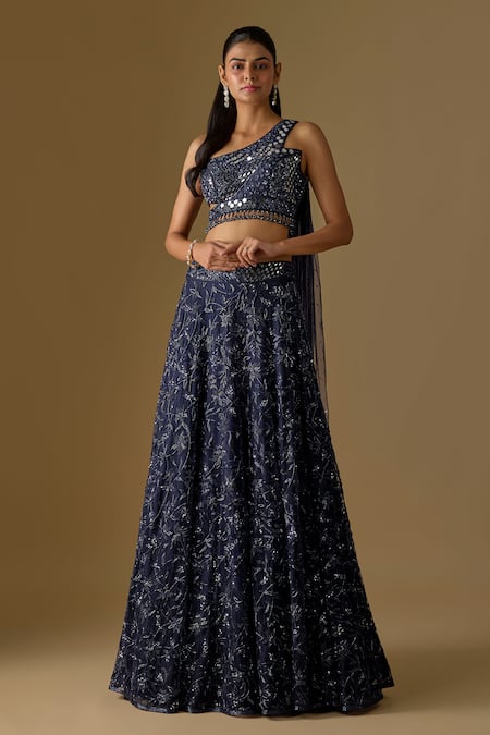 Asaga Tidea Abstract Hand Embroidered Lehenga With Blouse 