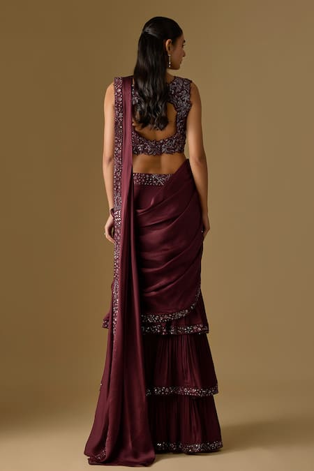 Asaga Baylin Pre-Draped Saree With Embroidered Blouse 