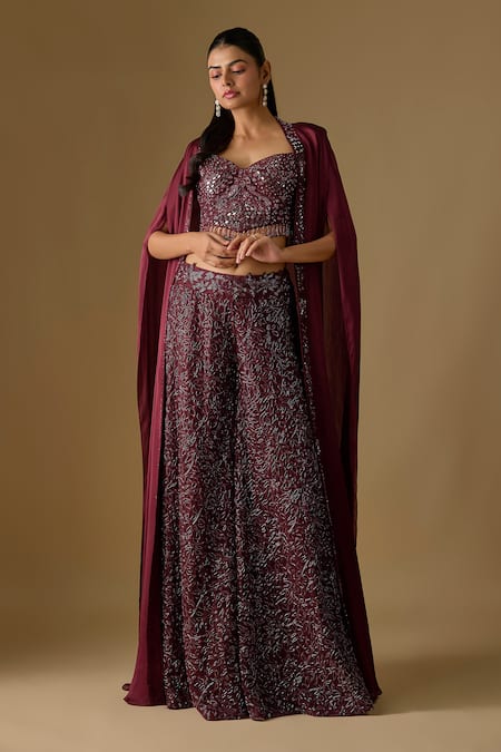 Asaga Navara Abstract Embroidered Corset Sharara Set 