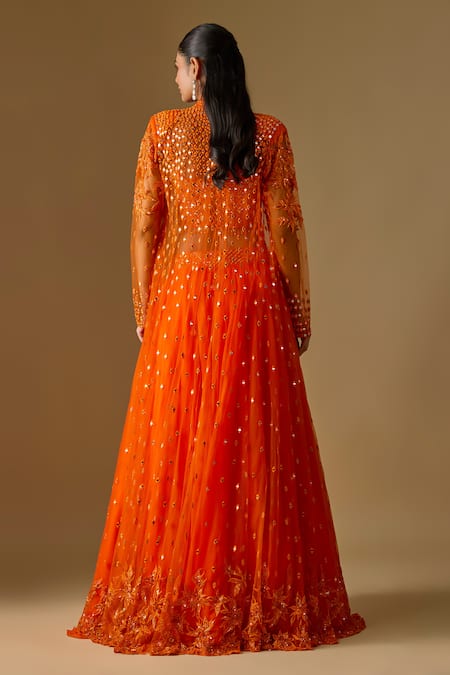 Asaga Salora Abstract Embroidered Jacket Lehenga Set 