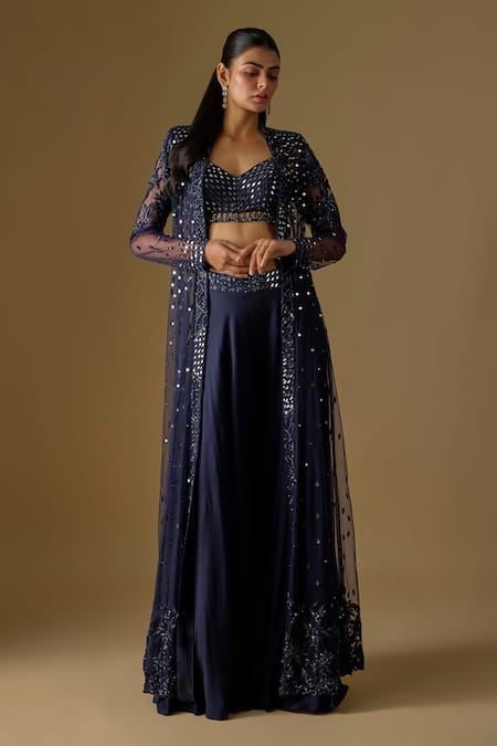 Asaga Brook Mirror Work Jacket Sharara Set 