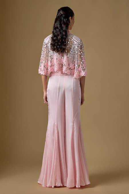 Asaga Kai Mirror Embroidered Cape Sharara Set