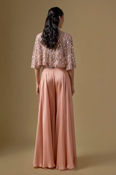 Asaga Isla Abstract Embroidered Cape Sharara Set