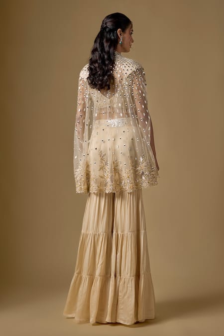 Asaga Currenta Hand Embroidered Cape Sharara Set
