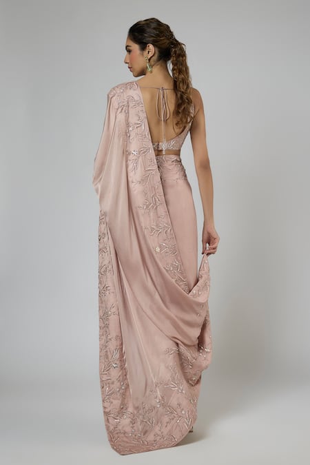 Masumi Mewawalla Resham & Aari Embroidered Pre-Draped Saree Set 