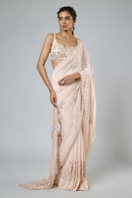 Masumi Mewawalla Aari Embroidered Pre-Draped Saree & Blouse Set